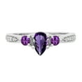thumbnail image 2 of Dazzlingrock Collection 7X5MM Pear Amethyst & Round White Diamond 3 Stone Teardrop Engagement Ring for Women (0.10 ctw, Color I-J, Clarity I1-I2) in 18K White Gold, Size 6.5, 2 of 4
