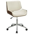 thumbnail image 2 of DUOSONG Ecru And Walnut Swivel Office Chair Beige Upholstered Furniture Office Office Chairs, 2 of 12