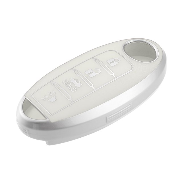 Carcasa para mando a distancia de 4 botones compatible con Nissan Altima 2007-2020, TPU flexible, color blanco, protector inteligente para mando a distancia de entrada sin llave