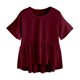 thumbnail image 2 of Gibobby Casual Playera de Manga Corta para Mujer Mujeres Casual Color sólido O Cuello Camiseta suelta Top Ruffle Hem Camisa de manga corta Top Blusa(Vino,G), 2 of 4