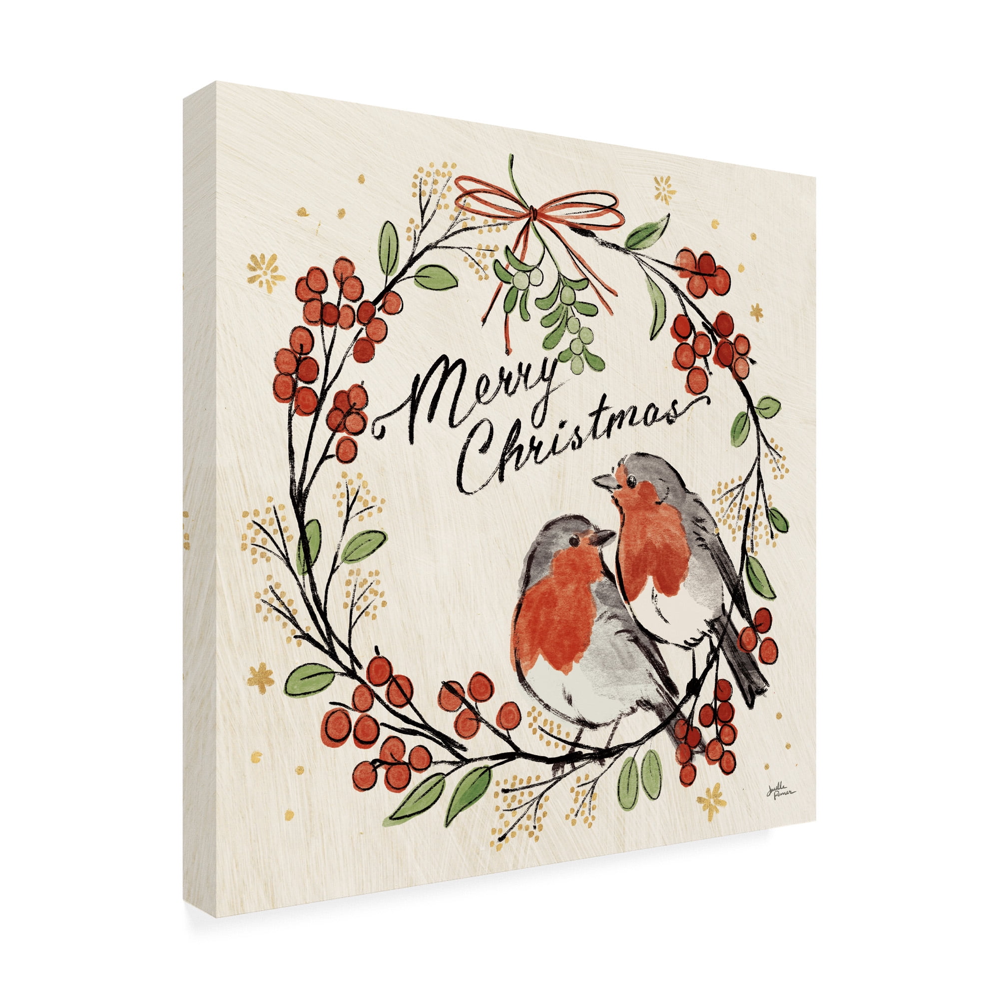 Trademark Fine Art 'Christmas Lovebirds V' Canvas Art by Janelle Penner