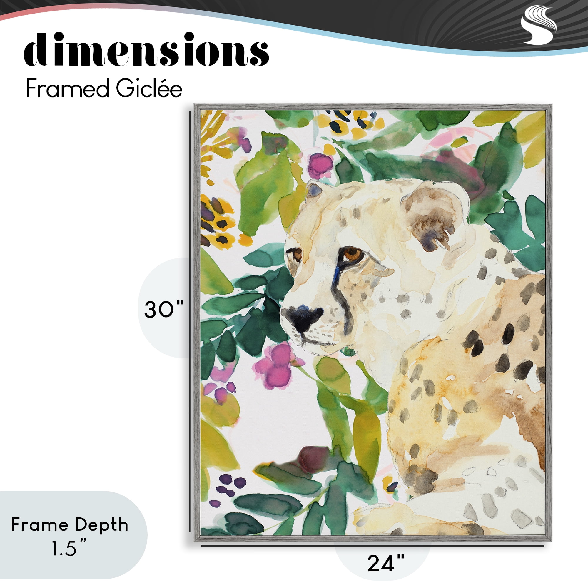 Stupell Industries Garden Plants Leopard Gray Framed Giclee Art, design by Lanie Loreth