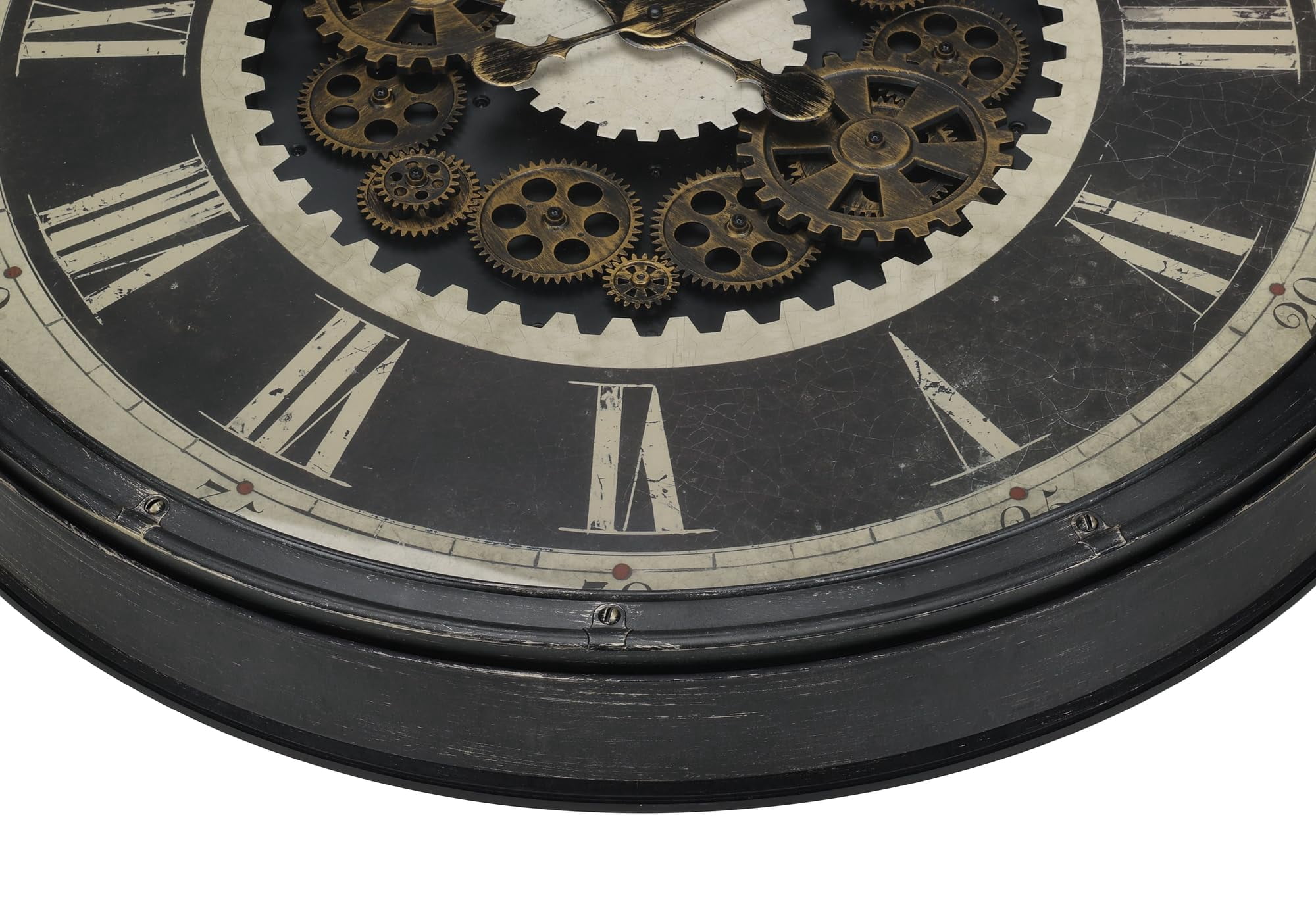Clocks - 30" Round - Gear Mechanism - Large Oversized - Wall Clock - Brown