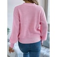 thumbnail image 6 of Valentine'S Day Sweater for Women Heart Woven Knitted Pullover Long Sleeve Woven Knitted Casual Sweater Pink S, 6 of 9