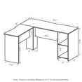 Furinno Indo White LShaped Desk with Corner Bookshelves