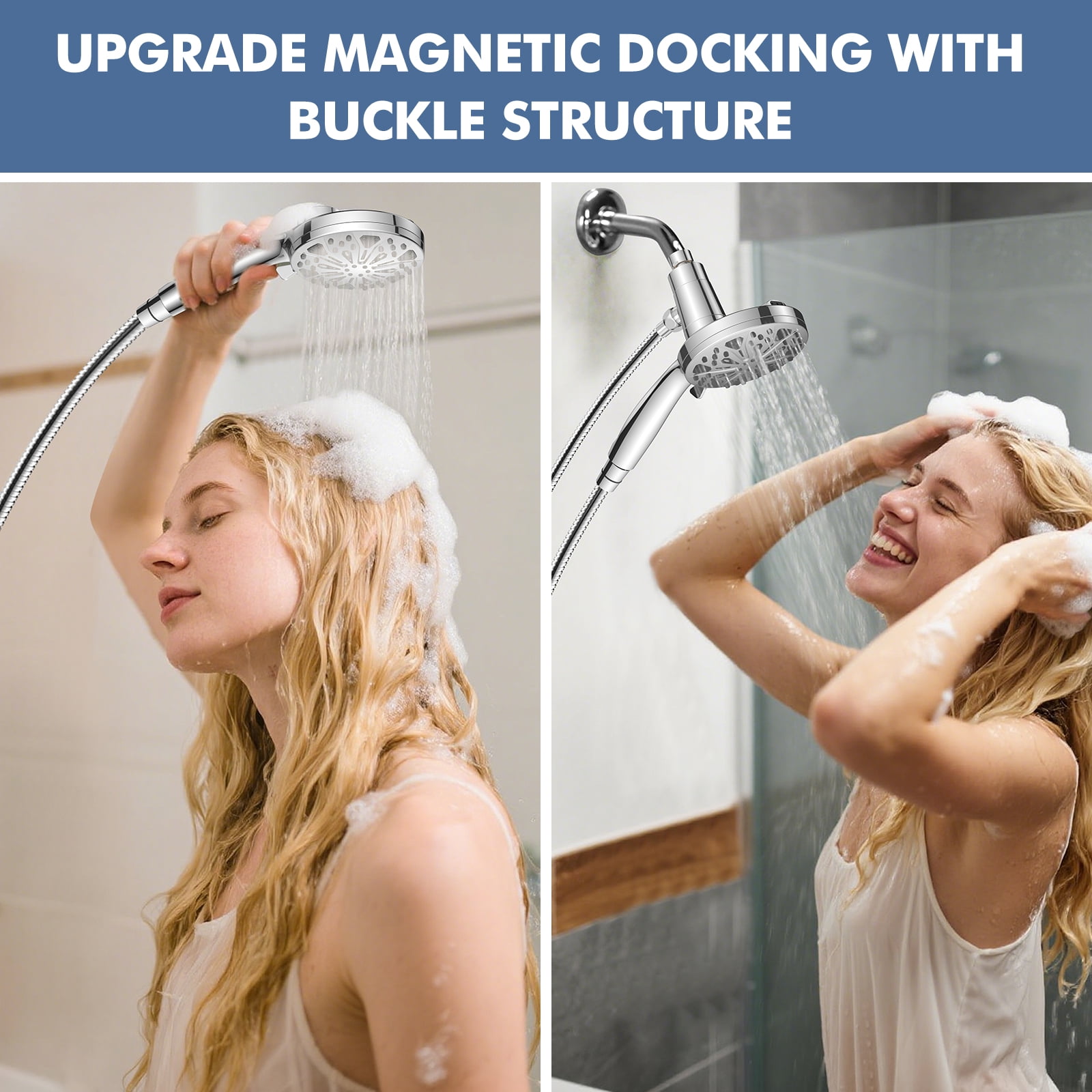 DukLik Magnetic Filtered Shower Head with Handheld 10 Spray Modes Detachable High Pressure Shower Head with 59 inch Hose(Model: 16992)