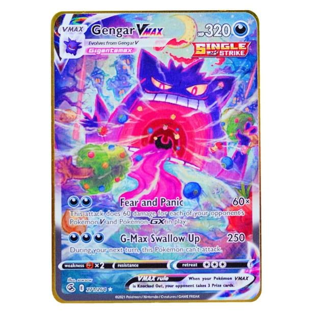 Card Metal Pokémon Letters Mewtwo Gx Pikachu Charizard Vmax Genga Arceus Golden Iron Playing Cards Anime Games Kids Toys
