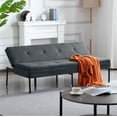thumbnail image 5 of DEALTOPS 63" Convertible Futon Sofa Bed, Modern Polyester Loveseat with 5-Level Reclining Backrest, Gray, 5 of 8