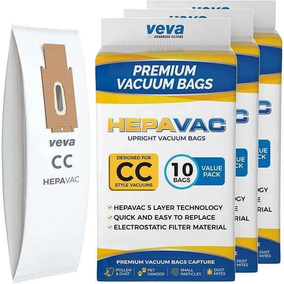 VEVA 30 Pack Premium HEPA Vacuum Bags Odor Fighting Style CC Cloth Bag-Oreck Type CC
