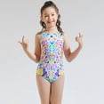thumbnail image 3 of GYRATEDREAM Little Girls One-Piece Sporty Swimsuit Swimwear Quick Dry Stretchy Strap Kids Bathing Suit Summer Swimsuit, Size 9-10 Years, 3 of 9