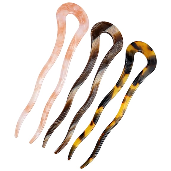 Tineasur 3pcs Assorted Color U Shaped Hair Accessories for Women Classic Fashion