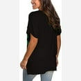 thumbnail image 4 of gakvbuo Summer Plus Size Summer Tops for Women Tops Dressy Casual Trendy V Neck T Shirts Rolled Short Sleeve Tie Dye Gradient Printed Side Split Blouse Tee, 4 of 5