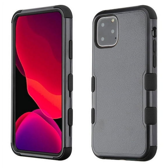 Apple iPhone 11 PRO Phone Case Tuff Hybrid Fusion Shockproof Impact Rubber Dual Layer Full Body Rugged Hard Soft TPU Full Body Protective Shock Absorbent Bumper Cover Black for Apple iPhone 11 Pro