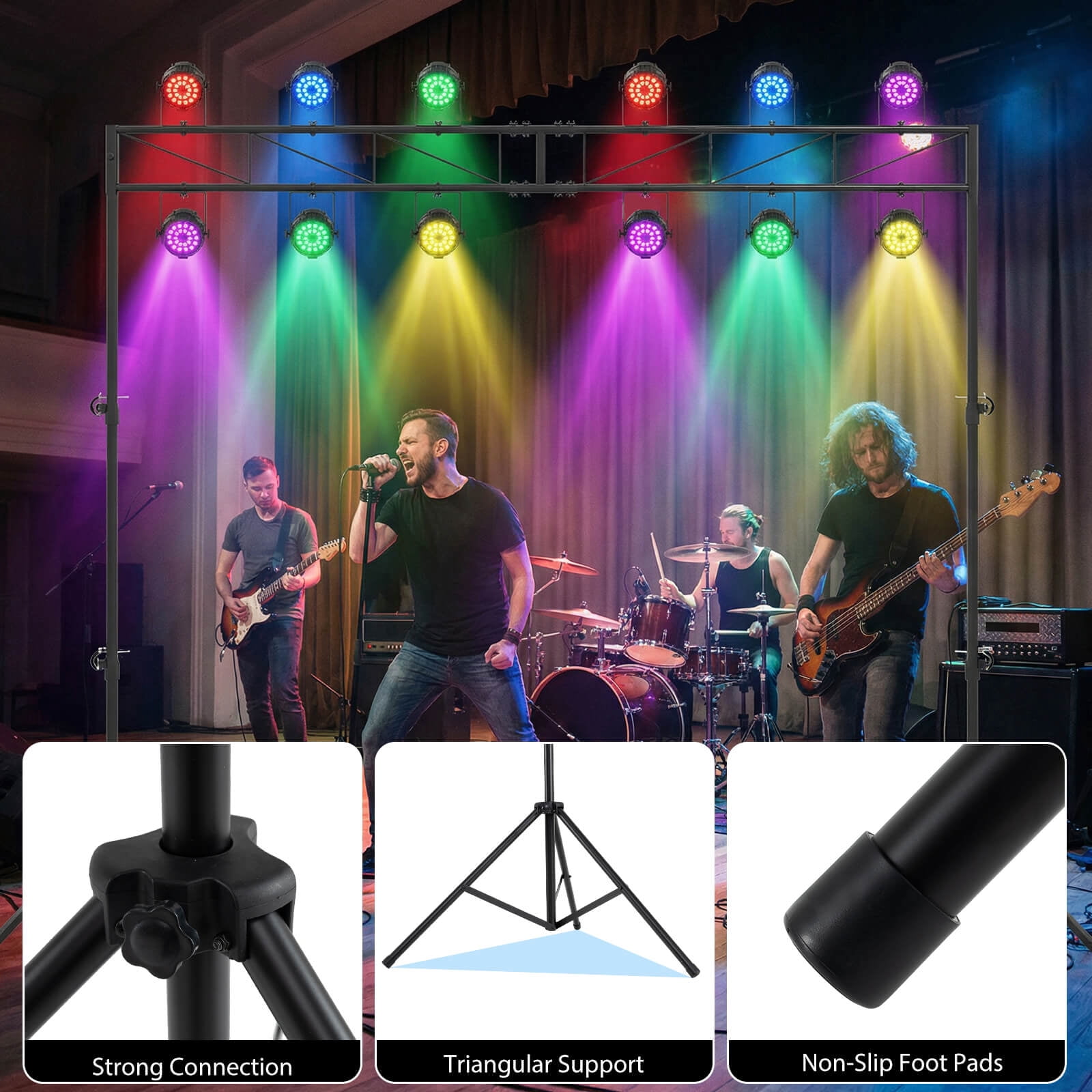 Costway Portable Lighting Truss System with 2 Folding Tripods, 12 Mounting Points for Bands