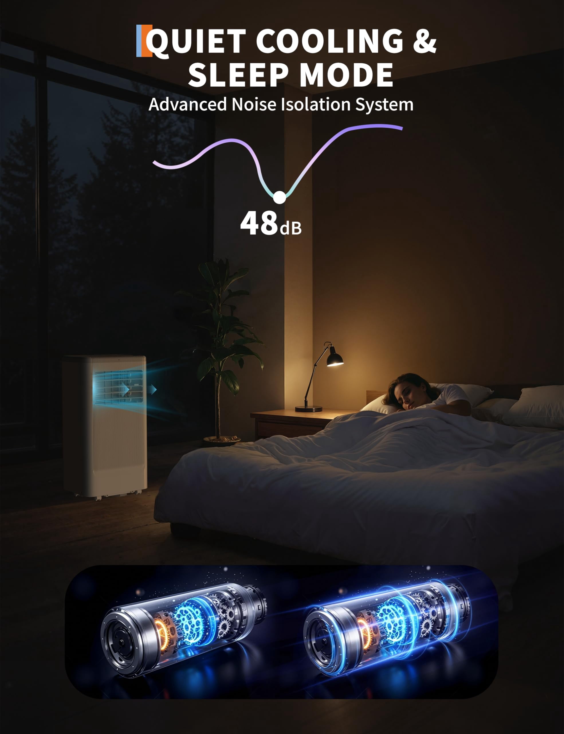 8000 BTU Portable Air Conditioner with Wheels, Portable AC Unit with Remote, Indoor Air Conditioner for Room 420 SQ.FT, Cooling/Fan/Dry Modes, Low Noise for Apartments, Office, Bedroom, Living Room