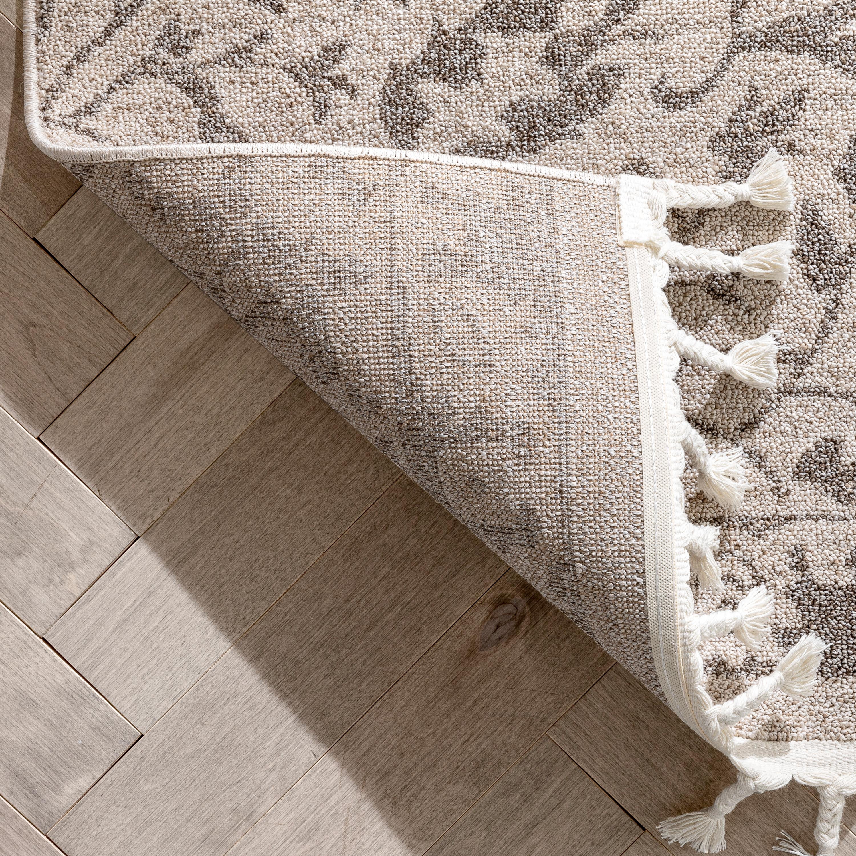 Well Woven Loop-De-Loop Mara Floral Botanical Pattern Brown Beige Kilim-Style 2'3" x 7'3" Runner Area Rug