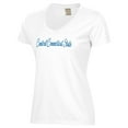 thumbnail image 2 of Women's  White Central Connecticut State Blue Devils Script Logo Comfort Wash V-Neck T-Shirt, 2 of 3