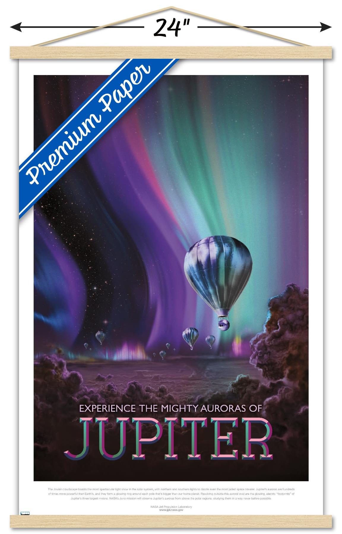 NASA - Jupiter Travel Poster Wall Poster with Magnetic Frame, 22.375" x 34"