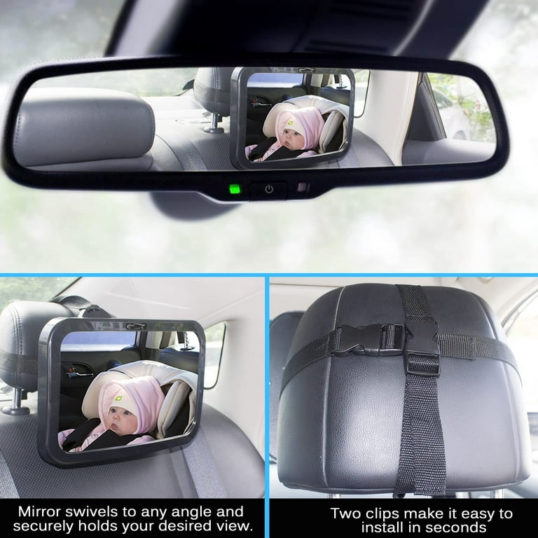  JoyDow Baby Car Mirror with Night Light, Safety Rear Facing Car  Seat Mirror for Infant Newborn, Wide Crystal Clear View 360° Adjustable,  Crash Tested & Shatterproof, Soft Night Light : Baby