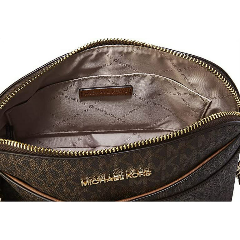 Michael Kors Jet Set Travel Medium Dome Crossbody Bag Mk Merlot Leather 