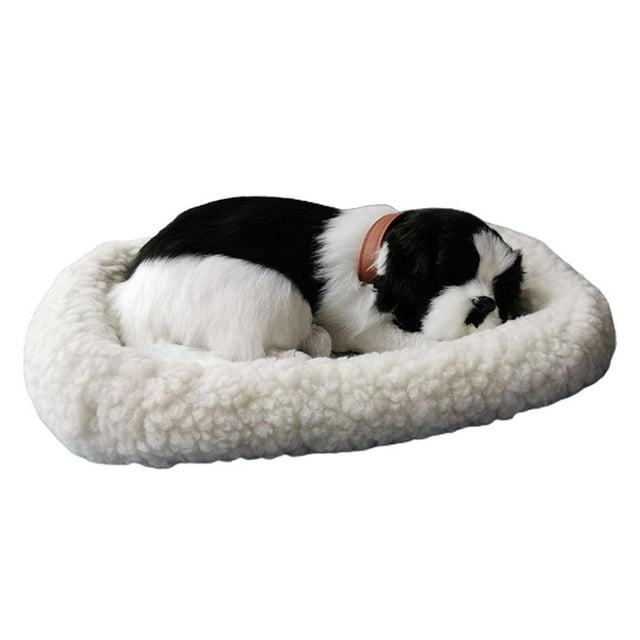 Juguete realista de perro durmiendo, perro que respira, muñeco de peluche con tapete, juguetes de peluche para niños, adorno para el hogar