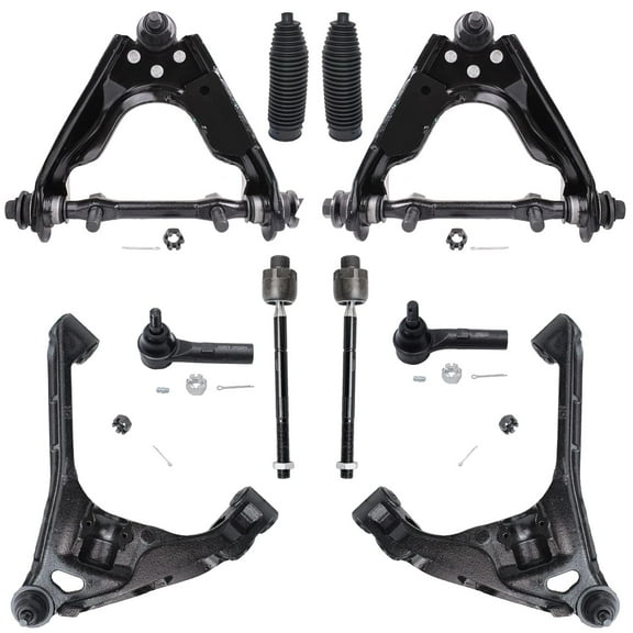 Detroit Axle - 4WD Front End 10pc Suspension Kit for Dodge Dakota 2000-2004 Durango 2000-2003, Upper and Lower 4 Control Arms w/Ball Joints Inner & Outer 4 Tie Rods 2 Boots Replacement