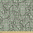 thumbnail image 2 of Ambesonne Paisley Fabric by the Yard Upholstery, Folkloric Oriental Motif, 5 Yards, Pale Mauve Taupe and Ivory, 2 of 5