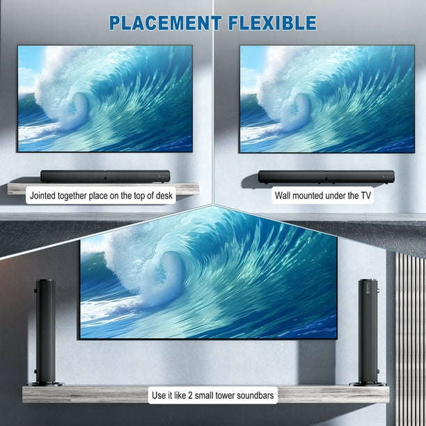 Heymell 2.1ch 120W Small Bluetooth Soundbar For TV, PC, 23-inch TV