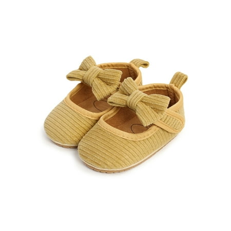 

Gomelly Baby First Walker Shoes Crib Flats Shoes Toddler Bowknot Mary Jane Shoes Lightweight Princess Dress Shoe Yellow Bow 5C