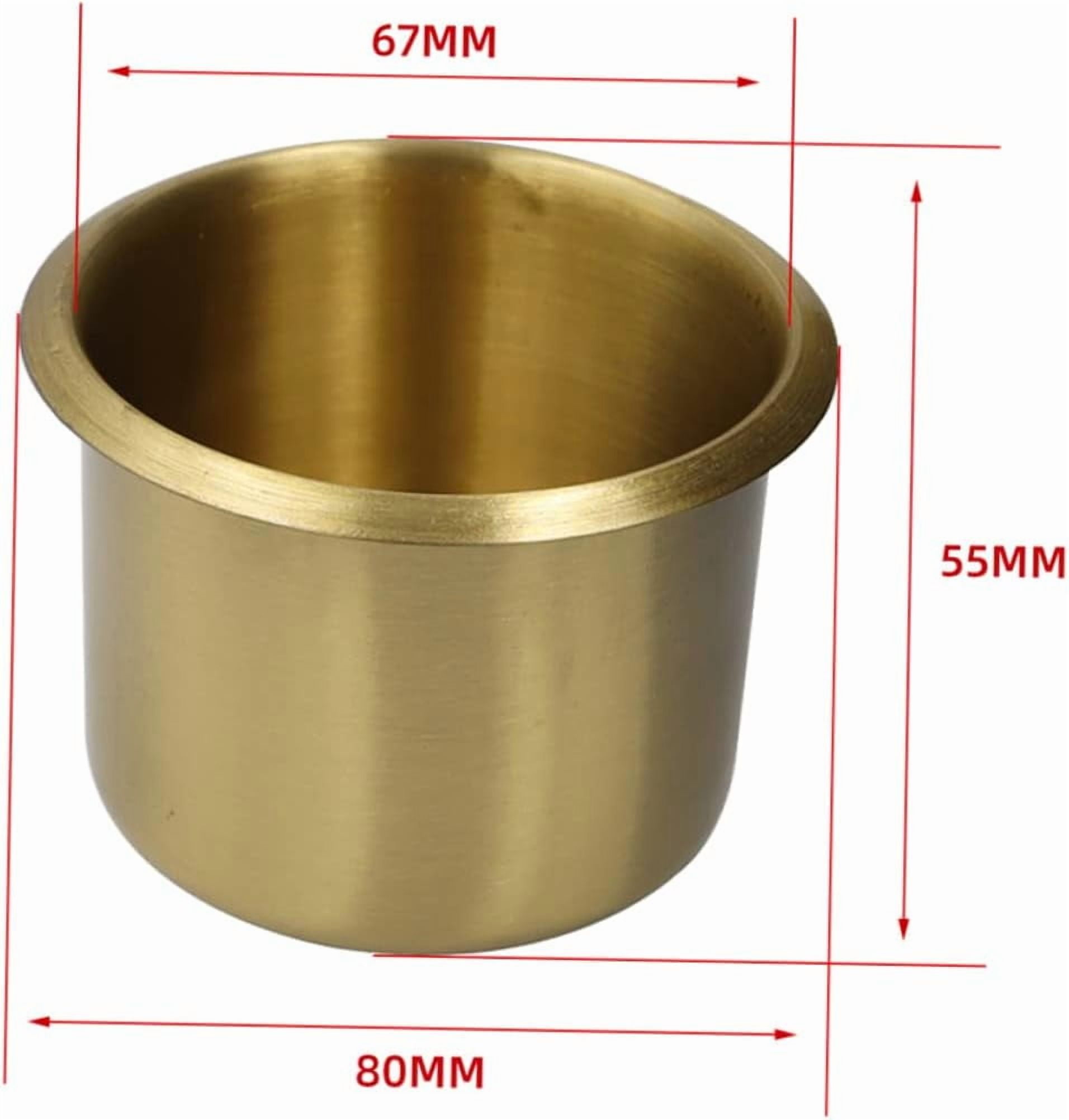 ABCISI 4pcs Copper Cup Holders for Storage, Stainless Steel with Brass Plating, Universal Drink Holders Fit Rvs Boats Cars and Trucks, 6.7*5.5cm, Gold
