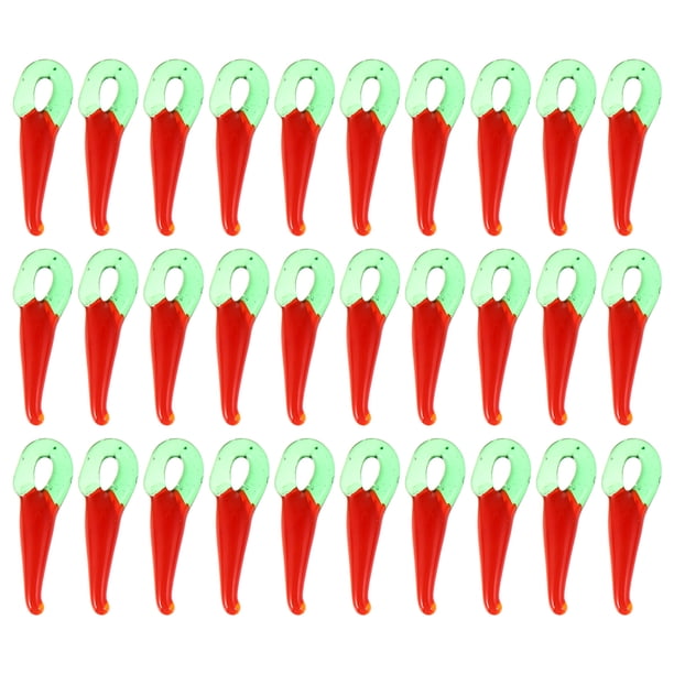 FELTECHELECTR 100 cuentas de vidrio sueltas con forma de pimiento rojo para hacer pulseras de mujer.