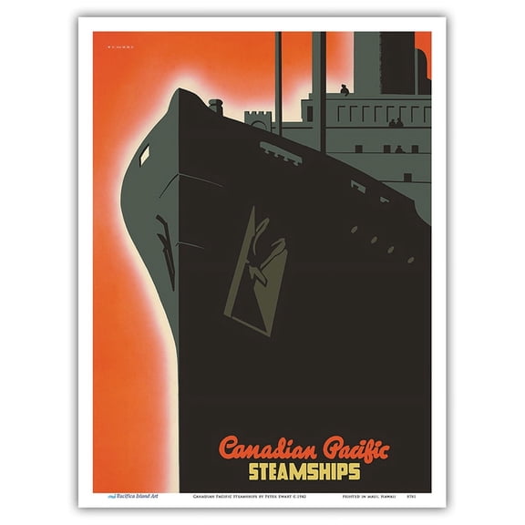 Canadian Pacific Steamships - Vintage Ocean Liner Travel Poster by Peter Ewart c.1942 - Master Art Print (Unframed) 9in x 12in