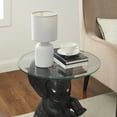 thumbnail image 3 of Linon Ernie Elephant Glass Top Accent Table in Dark Gray Resin, 3 of 7