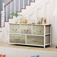 thumbnail image 3 of Dextrus 5 Drawers Wide Fabric Storage Chest of Drawers with Sturdy Steel Frame, Wooden Top for Bedroom Living Room, Closets, 3 of 8