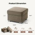 thumbnail image 2 of Square Storage Ottoman, 23.6 inches Modern Ottoman with Storage & Detachable Lid, Upholstered Stool with Solid Wood Legs, Medium Square Ottoman for Foot Rest, Living Room, Entryway, Brown, 2 of 8