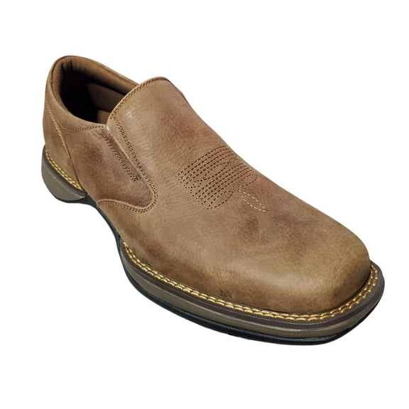Roper Mens Wilder Leather Slip On Square Toe Shoes, Vintage Tan (9 D)