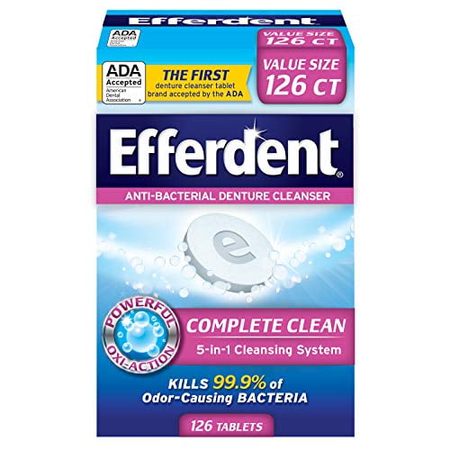 Efferdent Anti-Bacterial Denture Cleanser | 5-in-1 Cleansing System | 126 Tablets