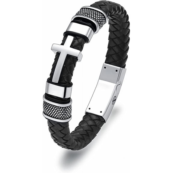 Cross Cremation Urn Bracelet for Ashes Jewelry for Women Men Memorial Keepsake Cuff Bangle Leather Bracelet Keepsake Bracelet for Men