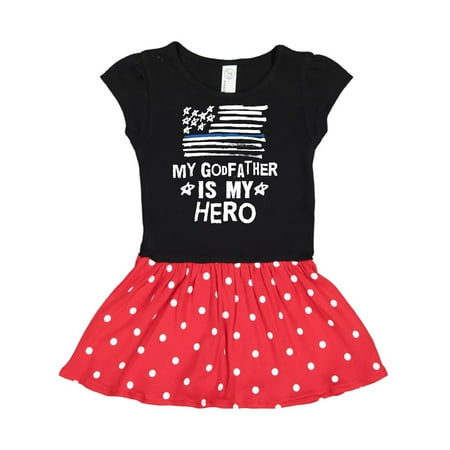 

Inktastic Police Officer My Godfather is my Hero Gift Toddler Girl Dress