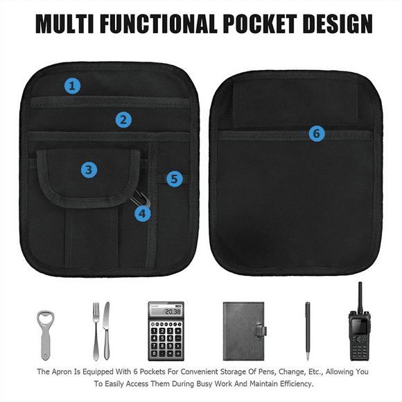 Server Waist Pouch, Quality Restaurant Waiter Waist Pouch Bag with Adjustable Belt, Utility Money Bag, Serving Apron