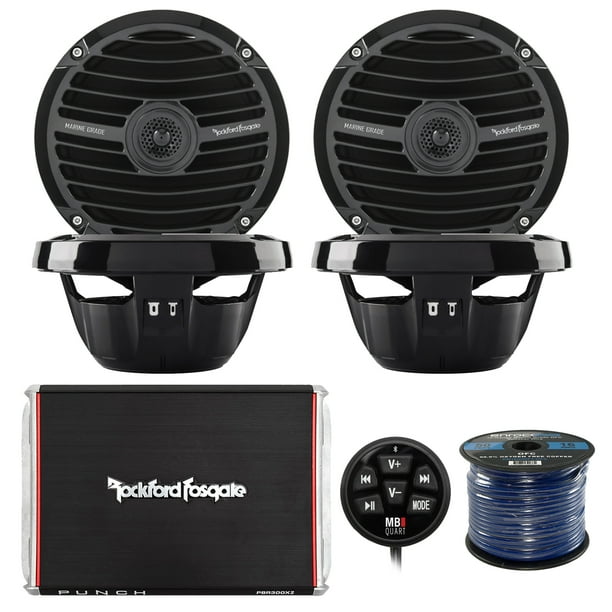 Marine Speaker And Amp Combo Of 4x Rockford Fosgate RM0652 6.5" Marine