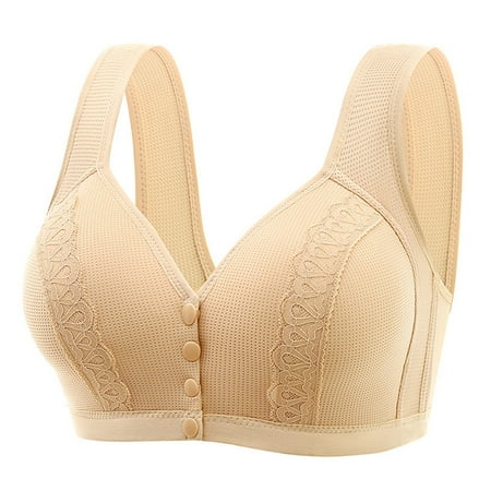Mzoazpie Women s Front Side Buckle Bras To Wear with A Backless Dress Lace Edge without Steel Women Bras Wireless Plus Size Ring Movement Seamless Gathering Adjustment Yoga Sleep Large Bra