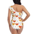 thumbnail image 5 of Cauagu Cute Fox with Heart Print Women's Sexy One Piece Swimsuits One Shoulder Ruffle Tummy Control Bathing Suit Slimming Swimwear-Large, 5 of 6