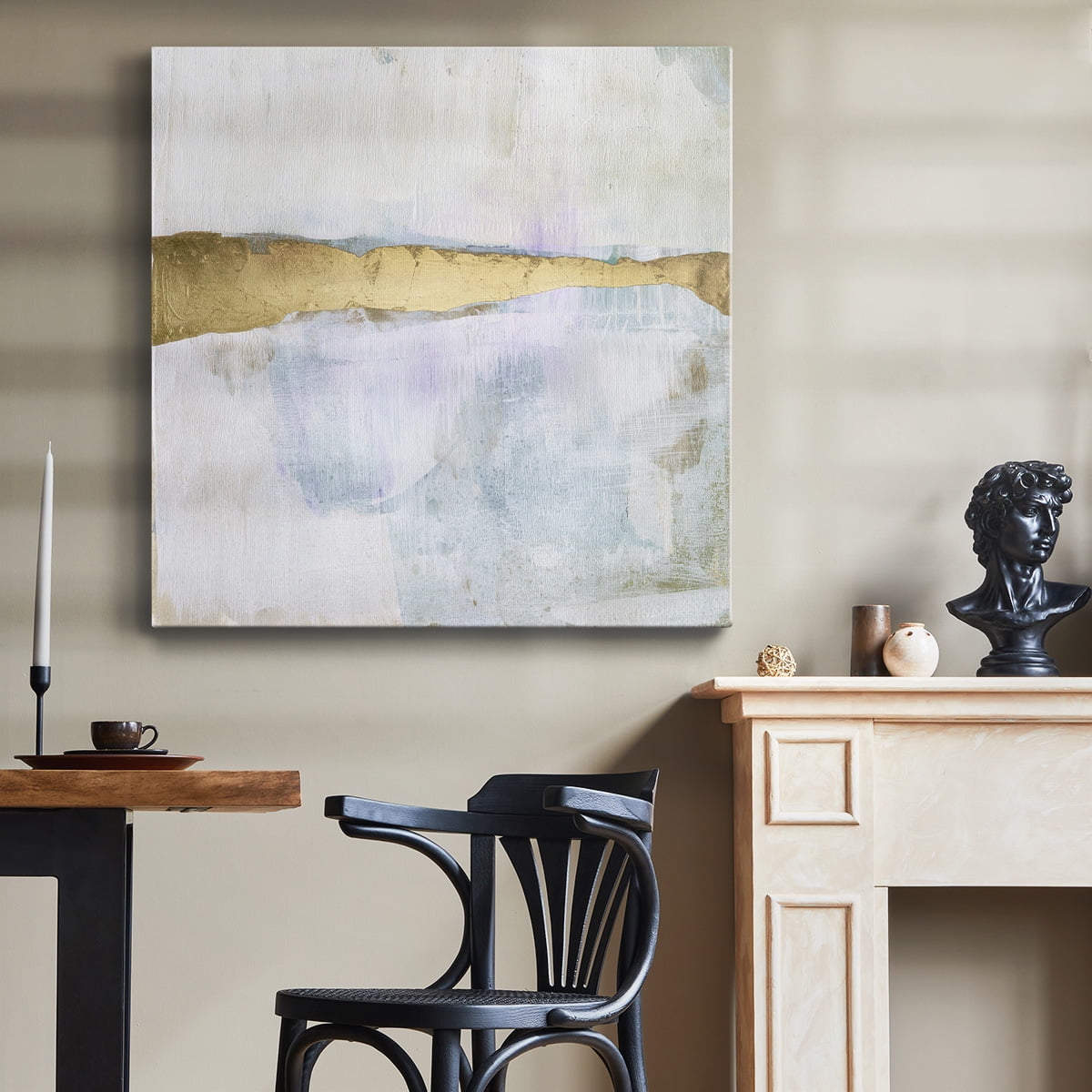 Wexford Home Gold Ribbon Horizon I-Premium Gallery Wrapped Canvas, 40" x 40" - Ready to Hang