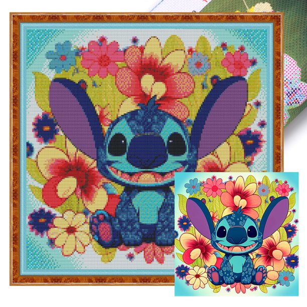 Kit Punto Cruz Con Bordado Hilo Algodón Ecológico 11CT 45x45cm