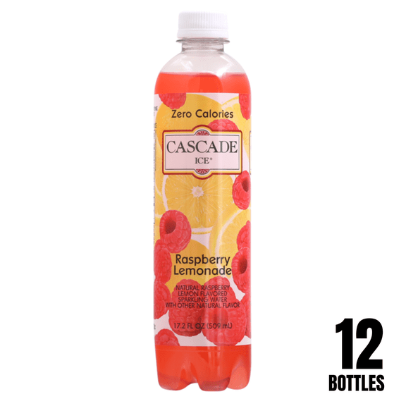 Cascade Ice,Zero Calories, Raspberry Lemonade Sparkling Water, 17.2 fl oz Bottles (Pack of 12)