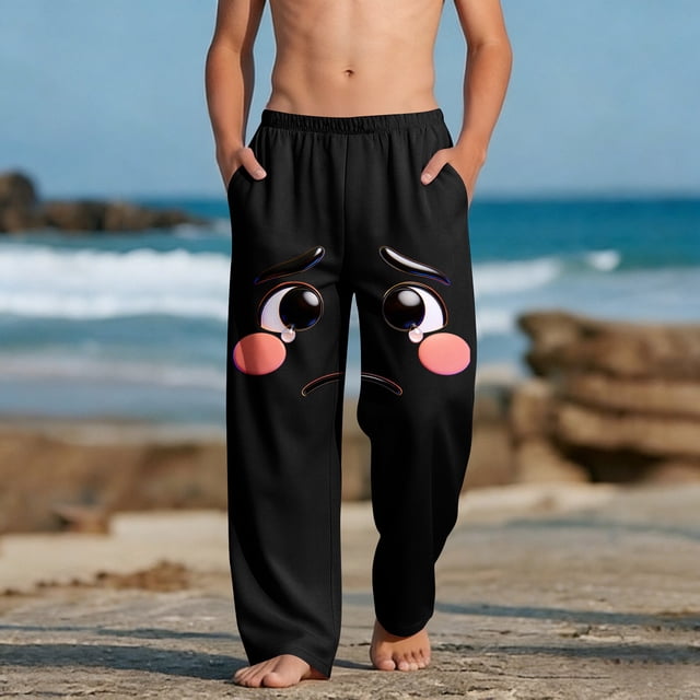 Pantalones largos para niños y niñas, de moda, estampados, casuales, de playa, con bolsillos.