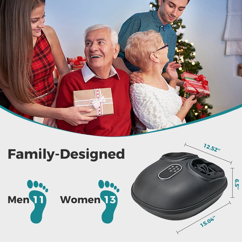 Gianna Foot Massager Machine with Heat & Shiatsu, Deep Tissue Plantar Fasciitis Relief, Gifts for Mom Dad, Fits Up to Size 13，Black
