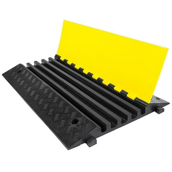 Electriduct  1.25 x 1.25 in. 5 Channel Rubber Cable Protector with Polyurethane Lid, Yellow & Black