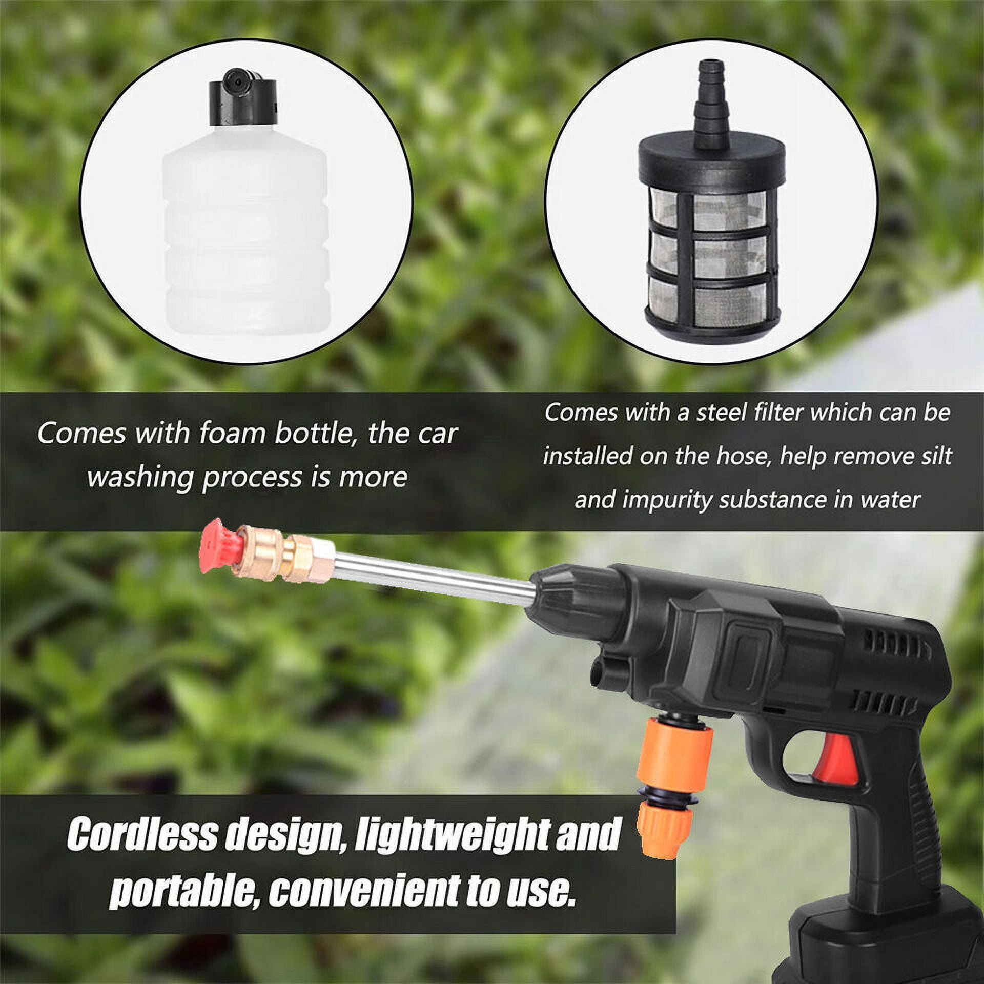 Cordless Electric High Pressure Water Spray Car Gun Portable Washer Cleaner Tool